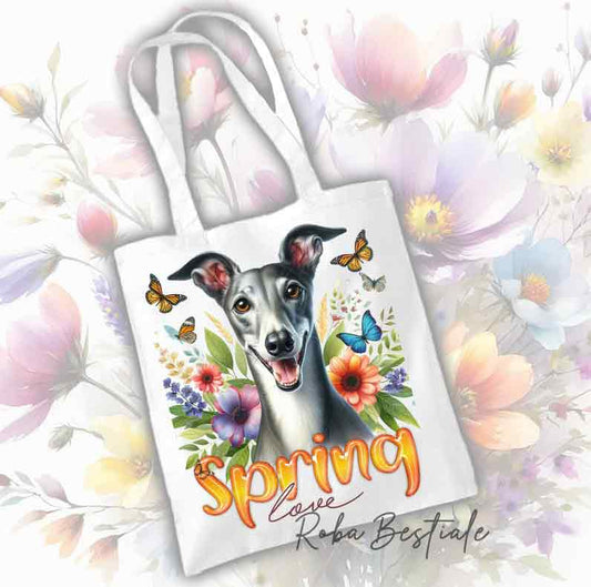 SPRING LOVE Shopper - GREYHOUND Blue and White