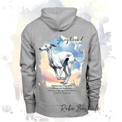 Felpa BEHAVIOR - GREYHOUND Bianco - Standard FCI - Unisex - Grigia - dalla XS alla 3XL