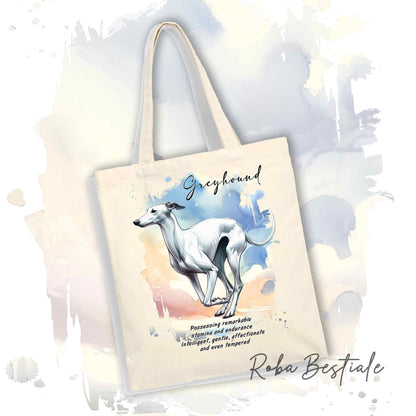 Shopper BEHAVIOR - GREYHOUND Bianco - Standard FCI - Diversi colori disponibili, 100% Cotone