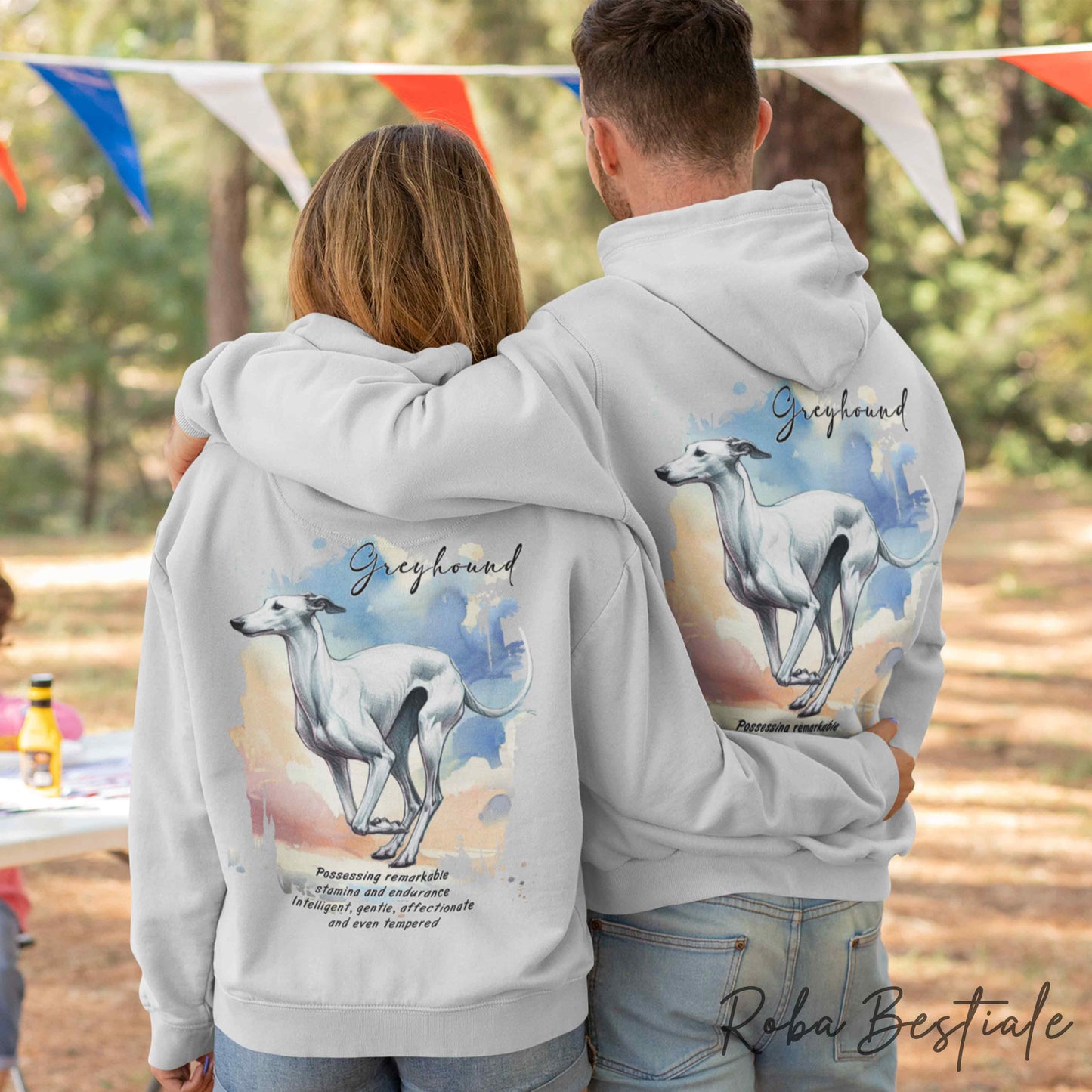 Felpa BEHAVIOR - GREYHOUND Bianco - Standard FCI - Unisex - Grigia - dalla XS alla 3XL