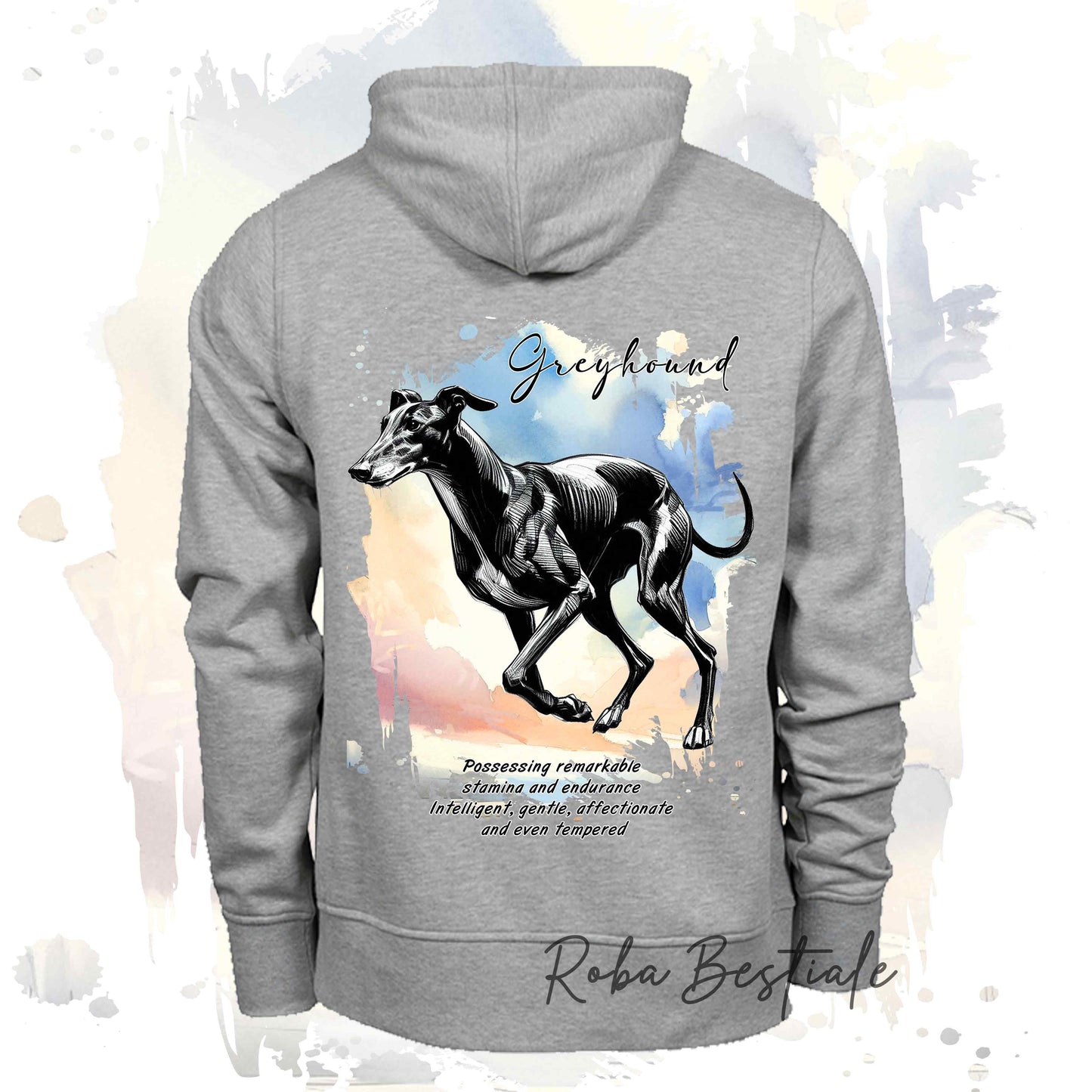 Felpa BEHAVIOR - GREYHOUND Nero - Standard FCI - Unisex - Grigia - dalla XS alla 3XL