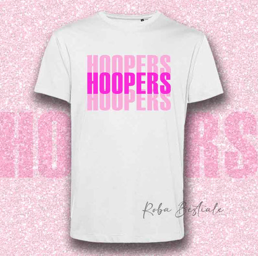 T-Shirt SOLO SCRITTE - HOOPERS - Bianca, scritta in Vinile in colore a scelta - Uomo o Donna - dalla XS alla 5XL