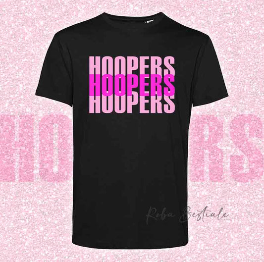 T-Shirt SOLO SCRITTE - HOOPERS - Nera, scritta in Vinile in colore a scelta - Uomo o Donna - dalla XS alla 5XL