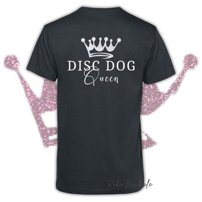 T-Shirt HRH - DISC DOG QUEEN - Uomo o Donna, HOT COLORS - Applicazioni BIANCO GLITTER! - dalla XS alla 5XL
