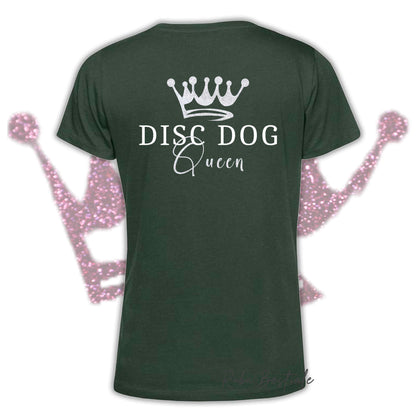 T-Shirt HRH - DISC DOG QUEEN - Uomo o Donna, HOT COLORS - Applicazioni BIANCO GLITTER! - dalla XS alla 5XL