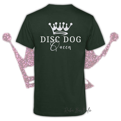 T-Shirt HRH - DISC DOG QUEEN - Uomo o Donna, HOT COLORS - Applicazioni BIANCO GLITTER! - dalla XS alla 5XL