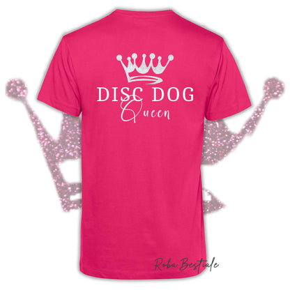 T-Shirt HRH - DISC DOG QUEEN - Uomo o Donna, HOT COLORS - Applicazioni BIANCO GLITTER! - dalla XS alla 5XL