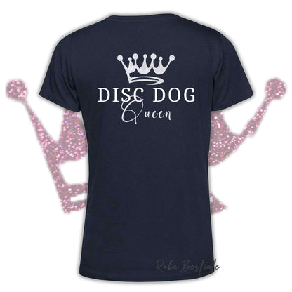T-Shirt HRH - DISC DOG QUEEN - Uomo o Donna, HOT COLORS - Applicazioni BIANCO GLITTER! - dalla XS alla 5XL
