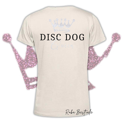T-Shirt HRH - DISC DOG QUEEN - Uomo o Donna, BASIC COLORS - Applicazioni BIANCO GLITTER! - dalla XS alla 5XL