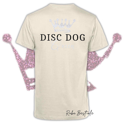 T-Shirt HRH - DISC DOG QUEEN - Uomo o Donna, BASIC COLORS - Applicazioni BIANCO GLITTER! - dalla XS alla 5XL