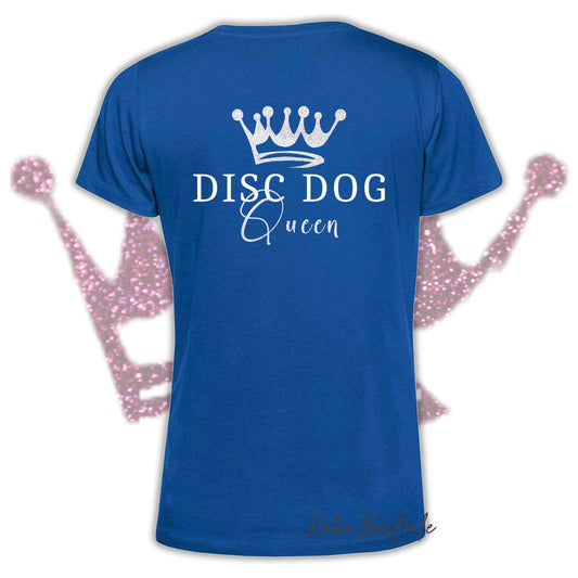 T-Shirt HRH - DISC DOG QUEEN - Uomo o Donna, HOT COLORS - Applicazioni BIANCO GLITTER! - dalla XS alla 5XL