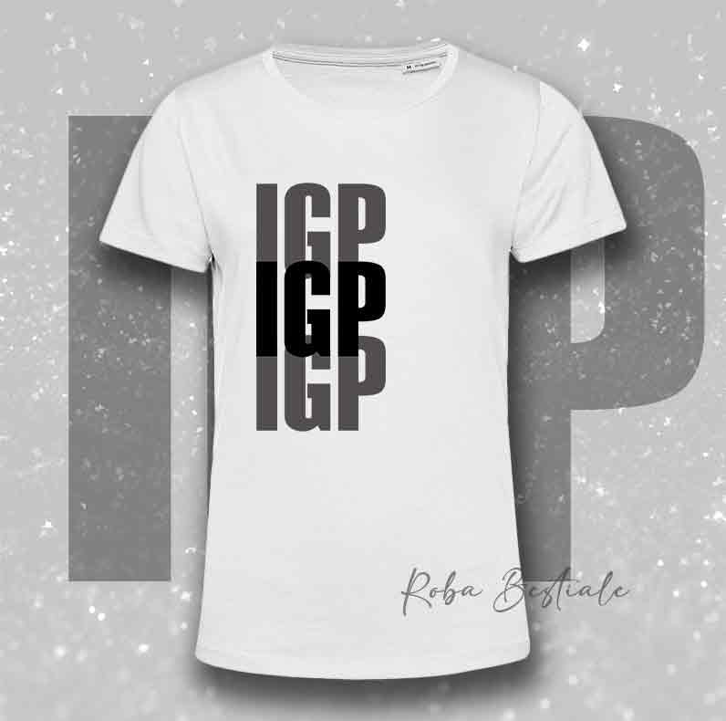 T-Shirt SOLO SCRITTE - IGP - Bianca, scritta in Vinile in colore a scelta - Uomo o Donna - dalla XS alla 5XL