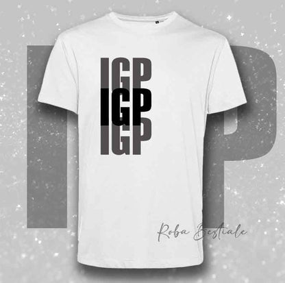 T-Shirt SOLO SCRITTE - IGP - Bianca, scritta in Vinile in colore a scelta - Uomo o Donna - dalla XS alla 5XL