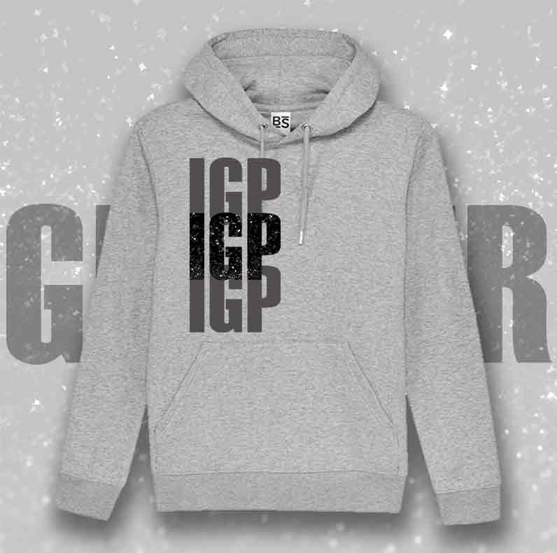 Felpa SOLO SCRITTE - IGP - Nera o Grigia, Scritta in Vinile GLITTER Ultra Brillante in colore a scelta - Unisex - dalla XS alla 3XL