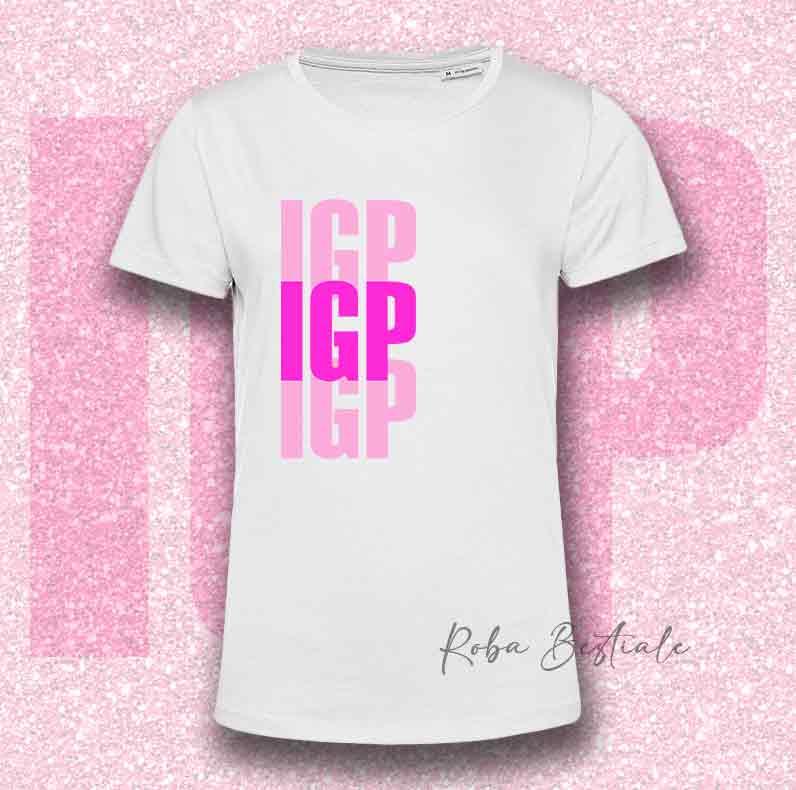 T-Shirt SOLO SCRITTE - IGP - Bianca, scritta in Vinile in colore a scelta - Uomo o Donna - dalla XS alla 5XL