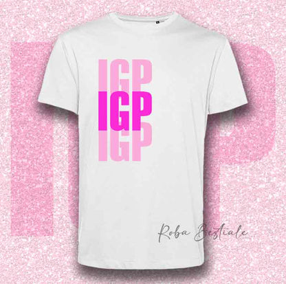 T-Shirt SOLO SCRITTE - IGP - Bianca, scritta in Vinile in colore a scelta - Uomo o Donna - dalla XS alla 5XL