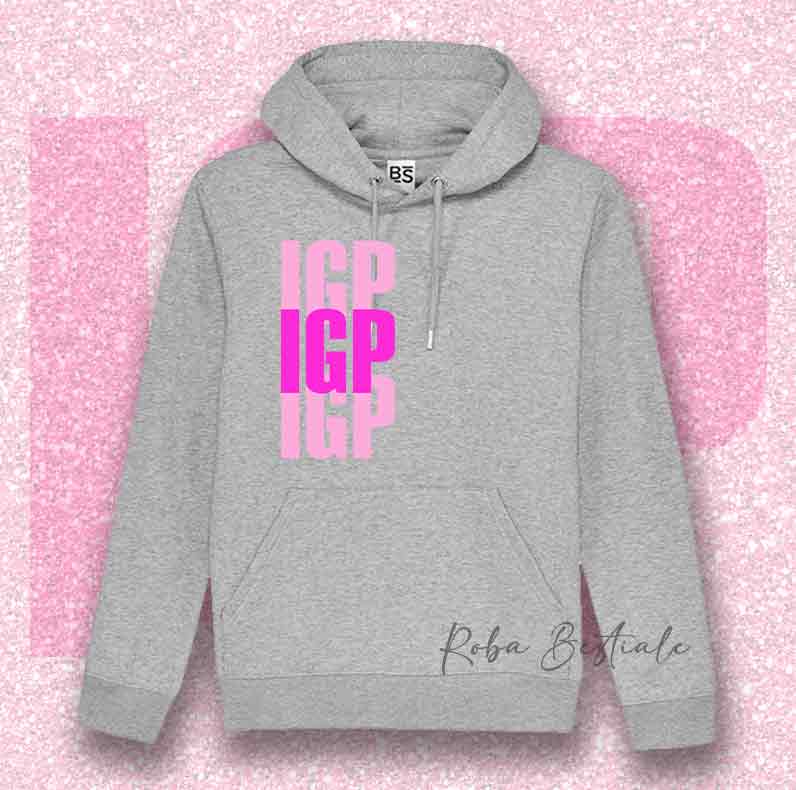 Felpa SOLO SCRITTE - IGP - Nera o Grigia, Scritta in Vinile in colore a scelta - Unisex - dalla XS alla 3XL