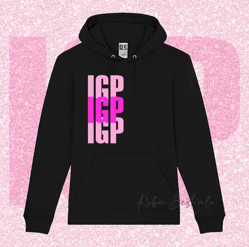 Felpa SOLO SCRITTE - IGP - Nera o Grigia, Scritta in Vinile in colore a scelta - Unisex - dalla XS alla 3XL