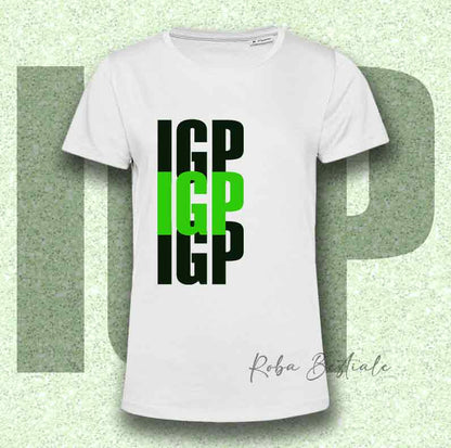 T-Shirt SOLO SCRITTE - IGP - Bianca, scritta in Vinile in colore a scelta - Uomo o Donna - dalla XS alla 5XL
