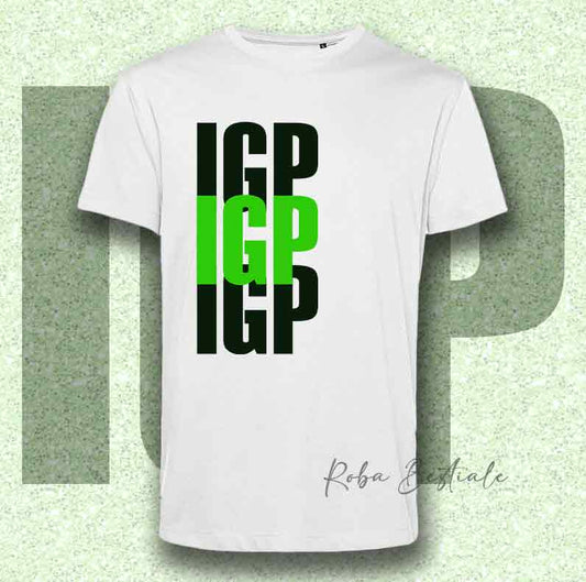 T-Shirt SOLO SCRITTE - IGP - Bianca, scritta in Vinile in colore a scelta - Uomo o Donna - dalla XS alla 5XL