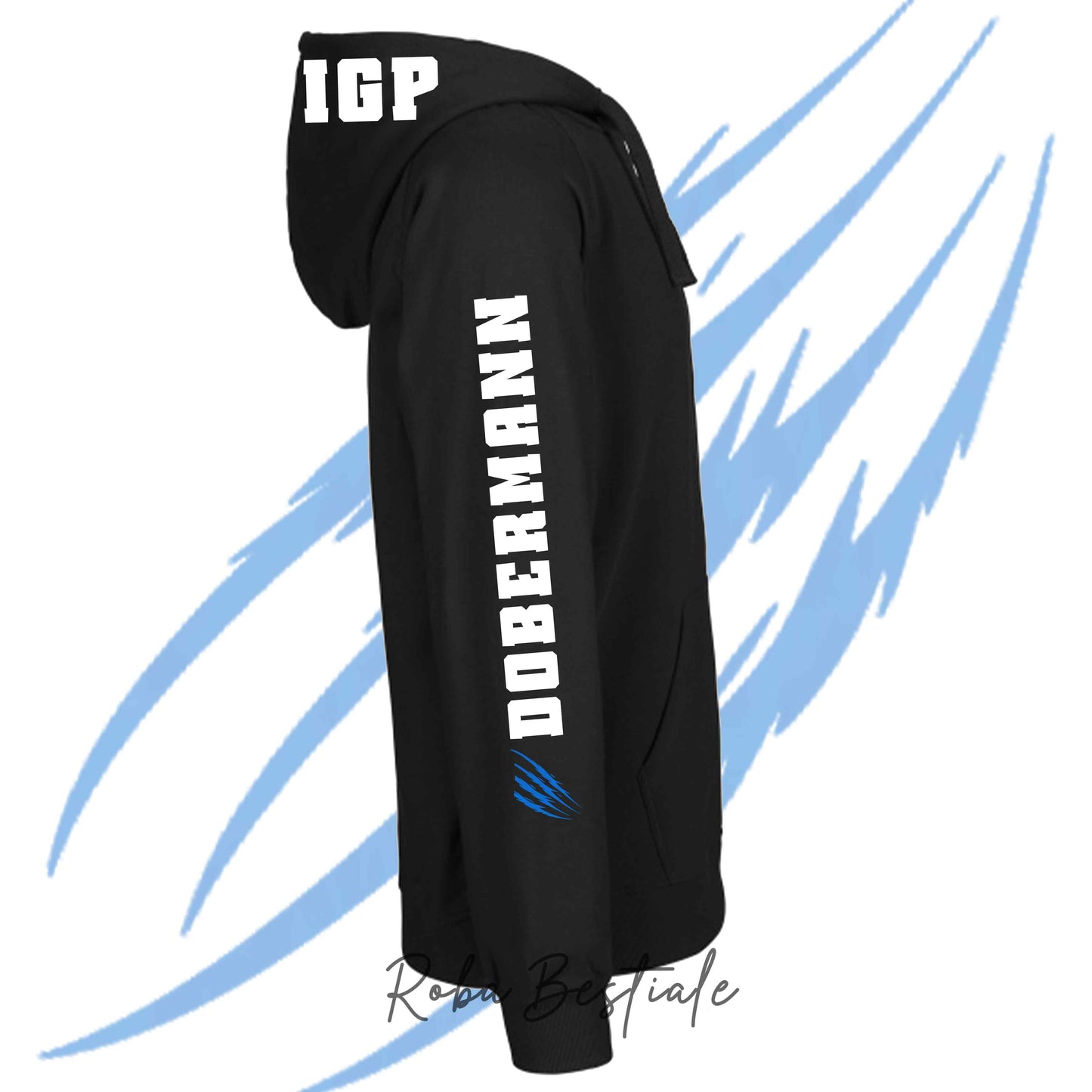 Felpa Invernale Full Zip IGP4 - DOBERMANN - Unisex - Nera - Dettagli in Colore a Scelta - dalla XS alla 3XL