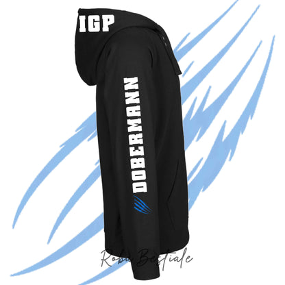 Felpa Invernale Full Zip IGP4 - DOBERMANN - Unisex - Nera - Dettagli in Colore a Scelta - dalla XS alla 3XL