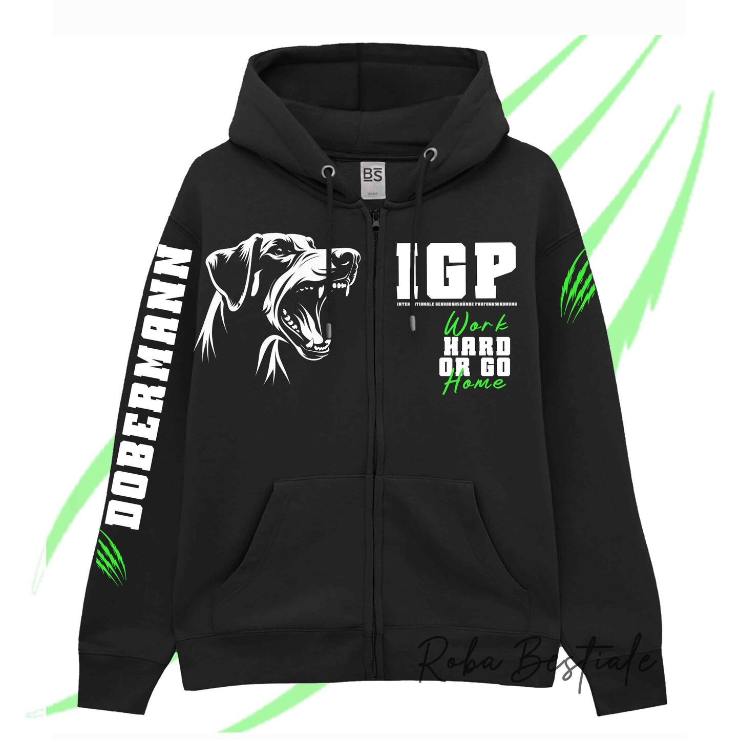 Felpa Invernale Full Zip IGP4 - DOBERMANN - Unisex - Nera - Dettagli in Colore a Scelta - dalla XS alla 3XL