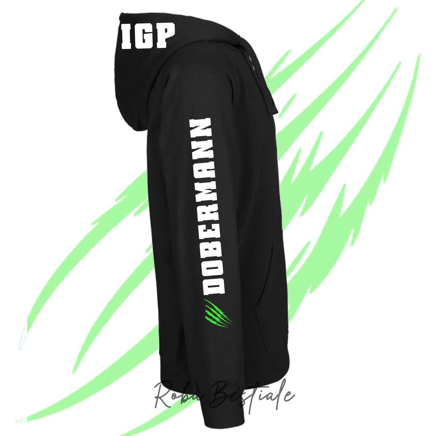 Felpa Invernale Full Zip IGP4 - DOBERMANN - Unisex - Nera - Dettagli in Colore a Scelta - dalla XS alla 3XL
