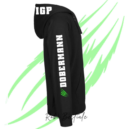 Felpa Invernale Full Zip IGP4 - DOBERMANN - Unisex - Nera - Dettagli in Colore a Scelta - dalla XS alla 3XL