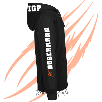 Felpa Invernale Full Zip IGP4 - DOBERMANN - Unisex - Nera - Dettagli in Colore a Scelta - dalla XS alla 3XL