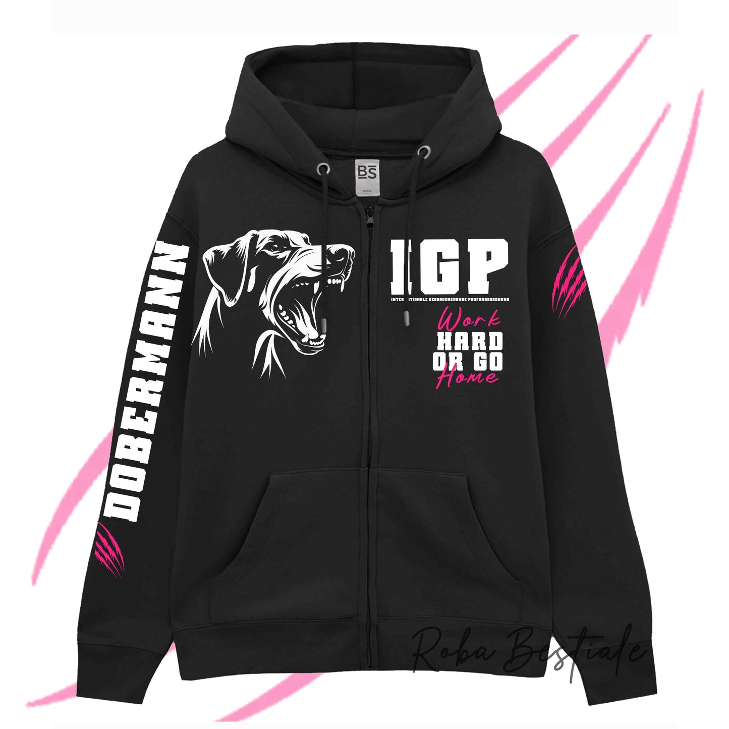 Felpa Invernale Full Zip IGP4 - DOBERMANN - Unisex - Nera - Dettagli in Colore a Scelta - dalla XS alla 3XL