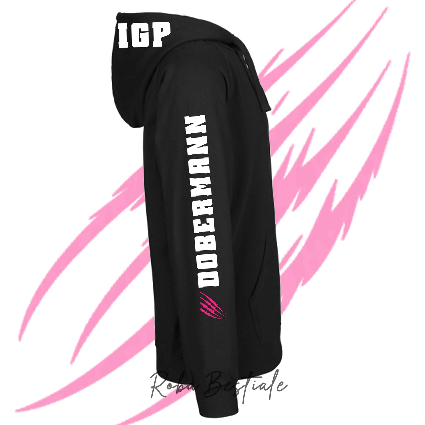 Felpa Invernale Full Zip IGP4 - DOBERMANN - Unisex - Nera - Dettagli in Colore a Scelta - dalla XS alla 3XL