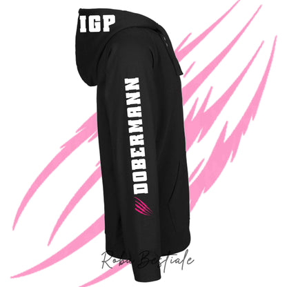 Felpa Invernale Full Zip IGP4 - DOBERMANN - Unisex - Nera - Dettagli in Colore a Scelta - dalla XS alla 3XL