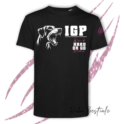 T-Shirt IGP4 - DOBERMANN - GLITTER! NERA, 100% Cotone, Uomo o Donna - dalla XS alla 5XL