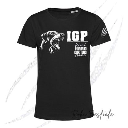 T-Shirt IGP4 - DOBERMANN - GLITTER! NERA, 100% Cotone, Uomo o Donna - dalla XS alla 5XL