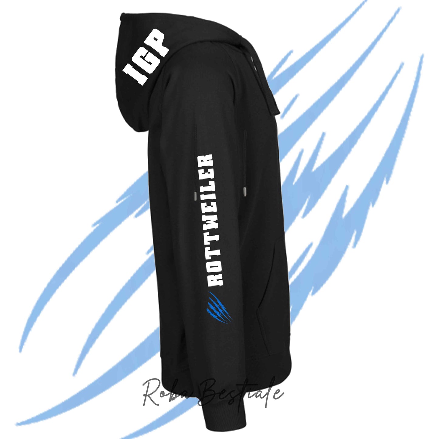Felpa Invernale Full Zip IGP4 - ROTTWEILER - Unisex - Nera - Dettagli in Colore a Scelta - dalla XS alla 3XL
