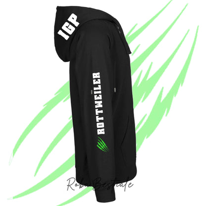 Felpa Invernale Full Zip IGP4 - ROTTWEILER - Unisex - Nera - Dettagli in Colore a Scelta - dalla XS alla 3XL