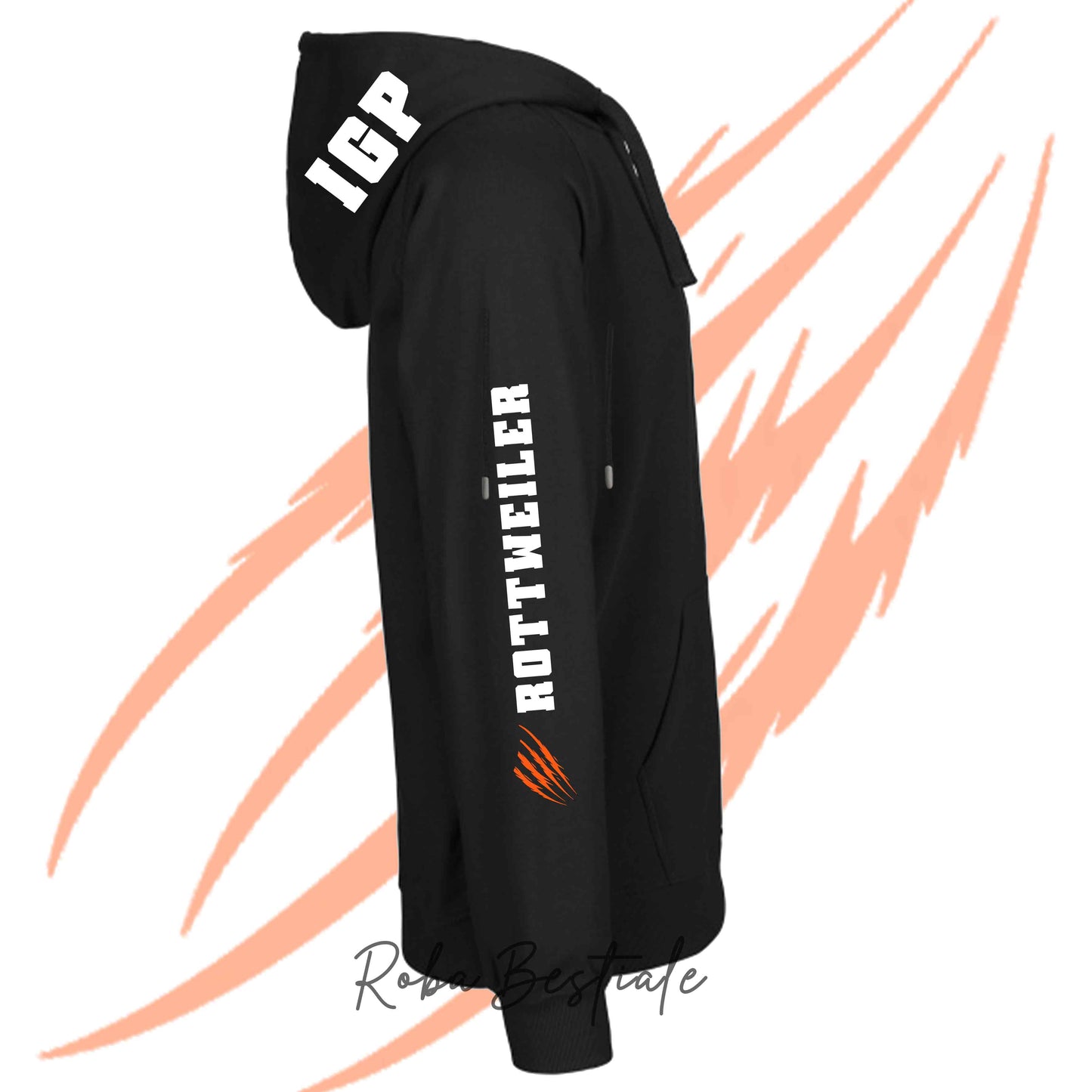 Felpa Invernale Full Zip IGP4 - ROTTWEILER - Unisex - Nera - Dettagli in Colore a Scelta - dalla XS alla 3XL