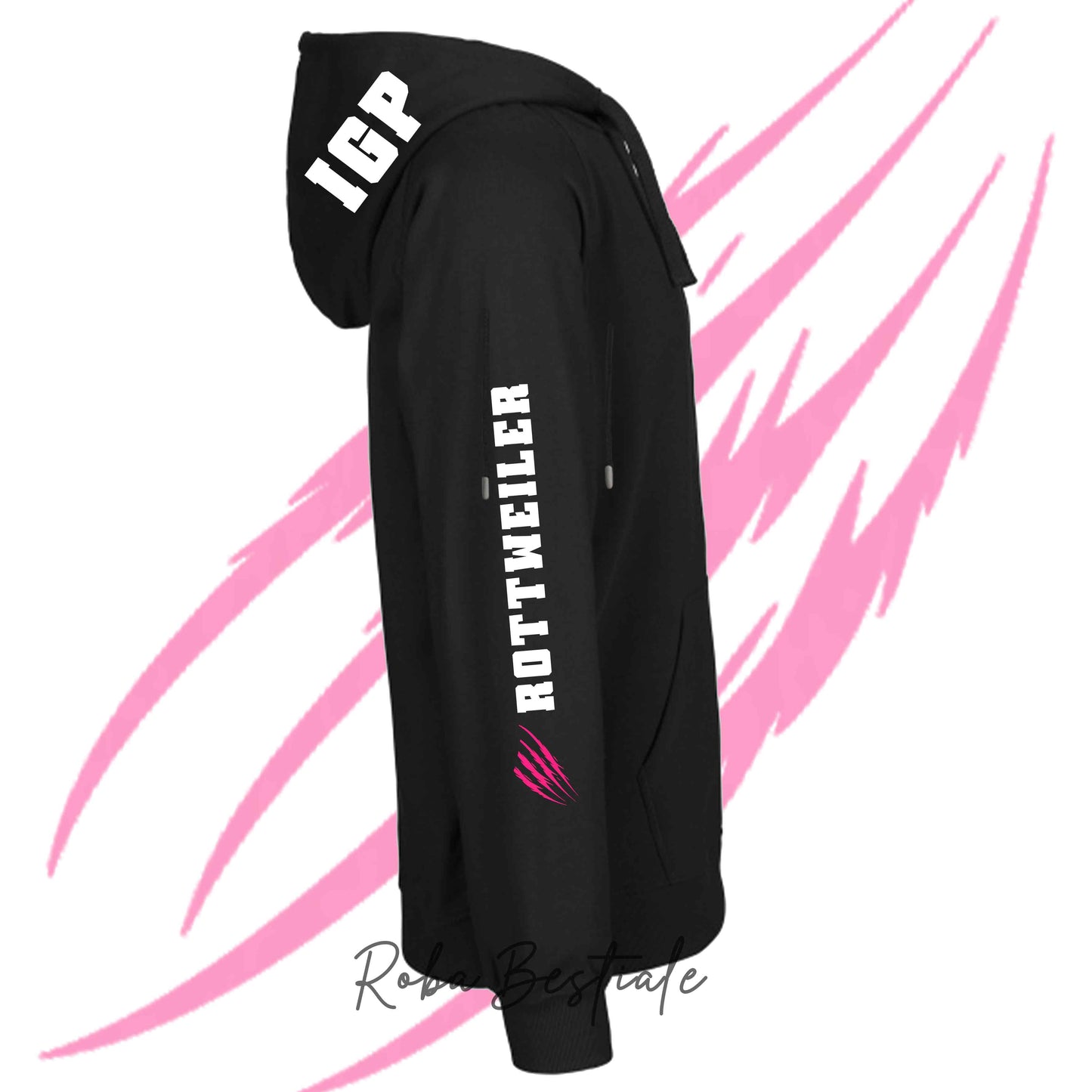 Felpa Invernale Full Zip IGP4 - ROTTWEILER - Unisex - Nera - Dettagli in Colore a Scelta - dalla XS alla 3XL