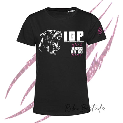 T-Shirt IGP4 - ROTTWEILER - GLITTER! NERA, 100% Cotone, Uomo o Donna - dalla XS alla 5XL