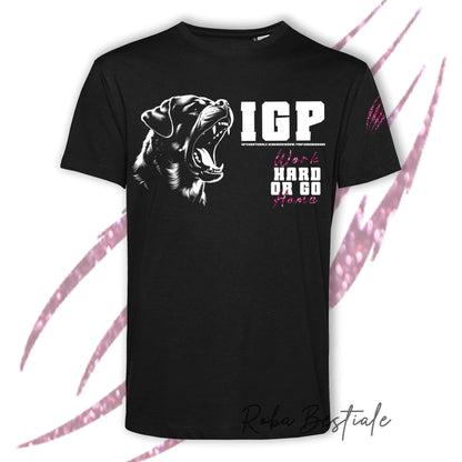 T-Shirt IGP4 - ROTTWEILER - GLITTER! NERA, 100% Cotone, Uomo o Donna - dalla XS alla 5XL