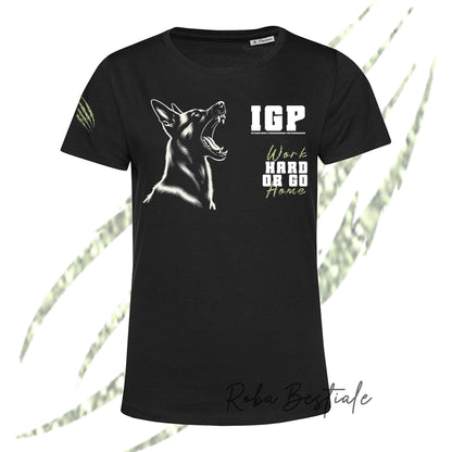 T-Shirt IGP4 - PASTORE BELGA MALINOIS - GLITTER! NERA, 100% Cotone, Uomo o Donna - dalla XS alla 5XL