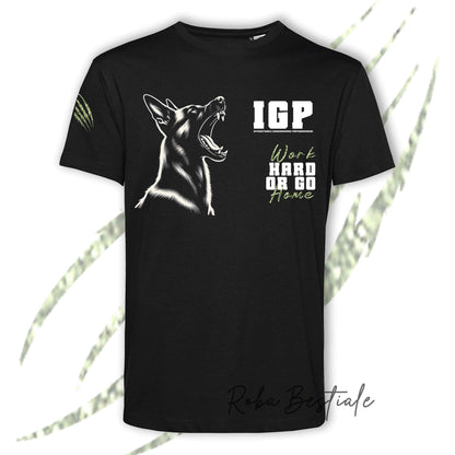 T-Shirt IGP4 - PASTORE BELGA MALINOIS - GLITTER! NERA, 100% Cotone, Uomo o Donna - dalla XS alla 5XL