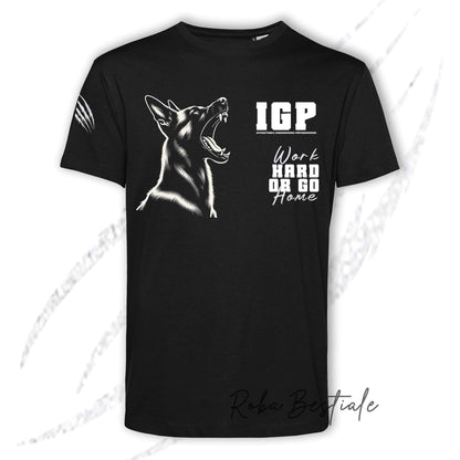 T-Shirt IGP4 - PASTORE BELGA MALINOIS - GLITTER! NERA, 100% Cotone, Uomo o Donna - dalla XS alla 5XL