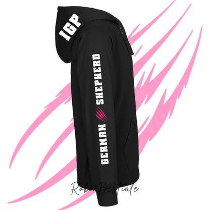Felpa Zip IGP4 - PASTORE TEDESCO - Unisex - Nera - Dettagli in Colore a Scelta - dalla XS alla 3XL