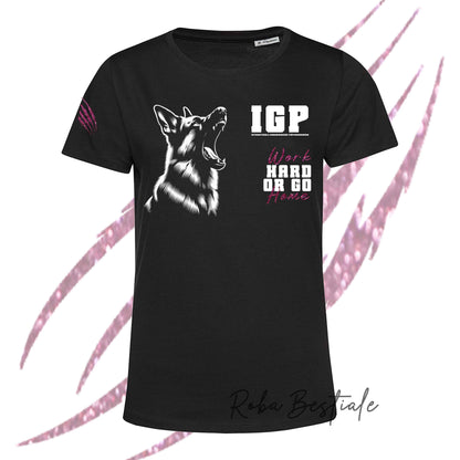 T-Shirt IGP4 - PASTORE TEDESCO - GLITTER! NERA, 100% Cotone, Uomo o Donna - dalla XS alla 5XL