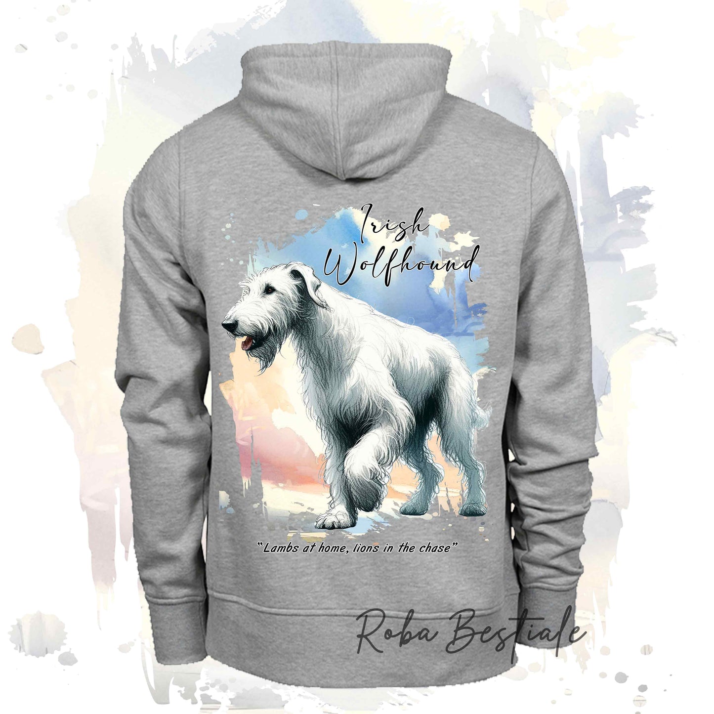 Felpa BEHAVIOR - IRISH WOLFHOUND Bianco - Standard FCI - Unisex - Grigia - dalla XS alla 3XL