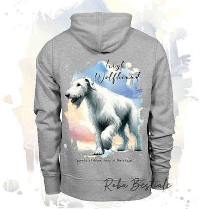 Felpa BEHAVIOR - IRISH WOLFHOUND Bianco - Standard FCI - Unisex - Grigia - dalla XS alla 3XL