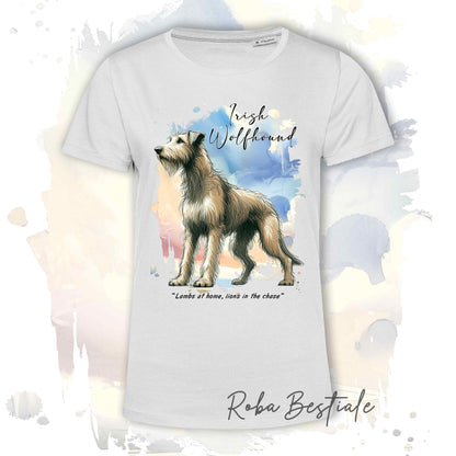 T-Shirt BEHAVIOR - IRISH WOLFHOUND Fulvo - Standard FCI - 100% Cotone, Bianca, Uomo o Donna - dalla XS alla 5XL