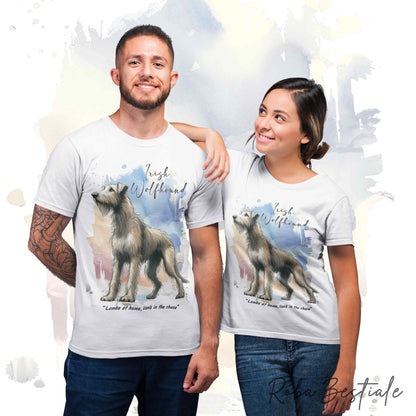 T-Shirt BEHAVIOR - IRISH WOLFHOUND Fulvo - Standard FCI - 100% Cotone, Bianca, Uomo o Donna - dalla XS alla 5XL